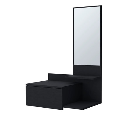 Black Floating Vanity With Included Mirror