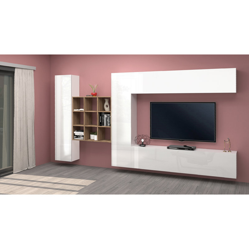 Maruska Unfinished Floating Entertainment Centre for TVs up to 70", White Glossy