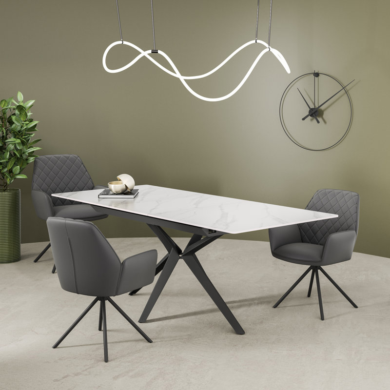 Commings Metal Base Dining Table, White