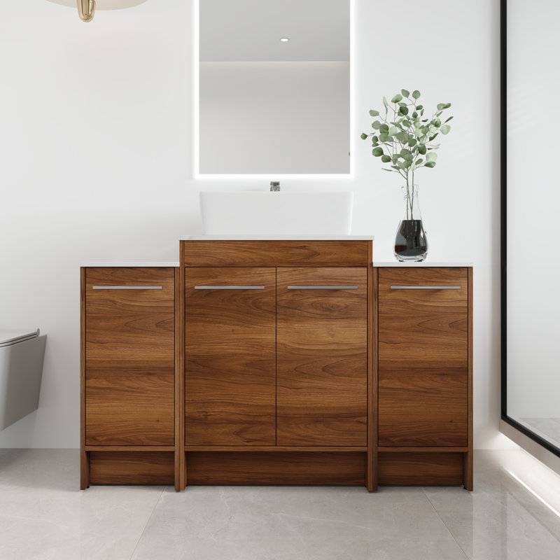  Ensemble de meuble-lavabo autoportant moderne en céramique avec 4 portes Aurrie