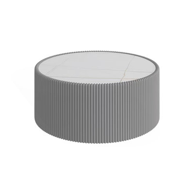 Elegant Sintered Stone Top Cylinder Coffee Table
