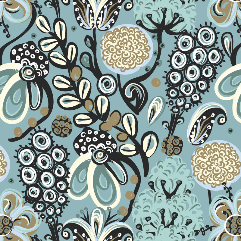 Rideau de douche à motif floral Laubacker 72 po x 72 po
