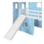 Lit mezzanine simple avec glissade - Bleu