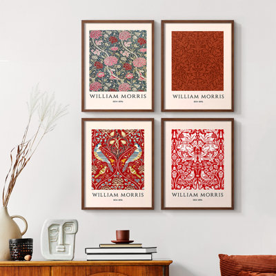 William Morris, reproduction d'art encadrée - ensemble de 4