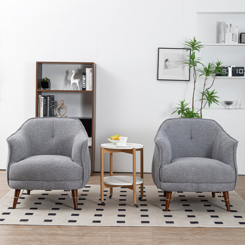 Chaise avec accoudoirs Modern Modern, fauteuil rembourré en tissu durable pour le salon, la chambre à coucher, pieds en bois massif, gris