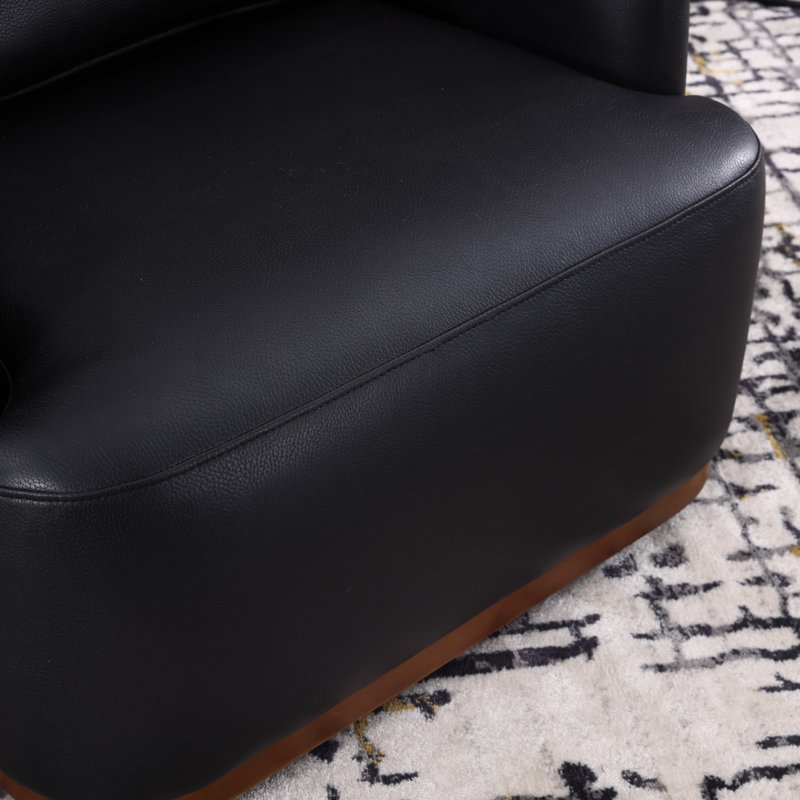 Fauteuil d'appoint pivotant rembourré, Similicuir noir