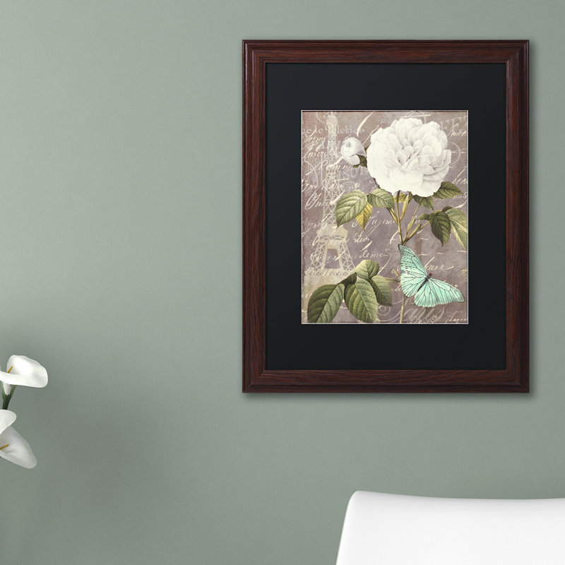 «White Rose» par Jadaya, impression encadrée, H 20 po x l 16 po x P 0,5 po, Noir, Beige