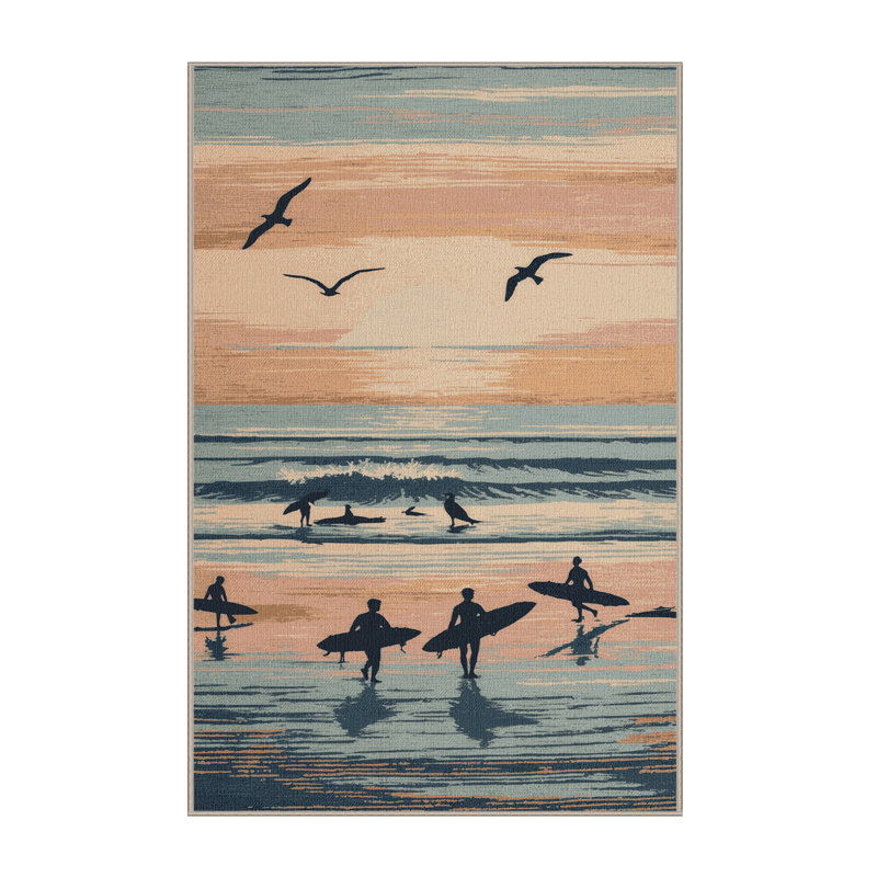 Washable Dawn Patrol Coastal Area Rug, Rectangle 5' x 8'