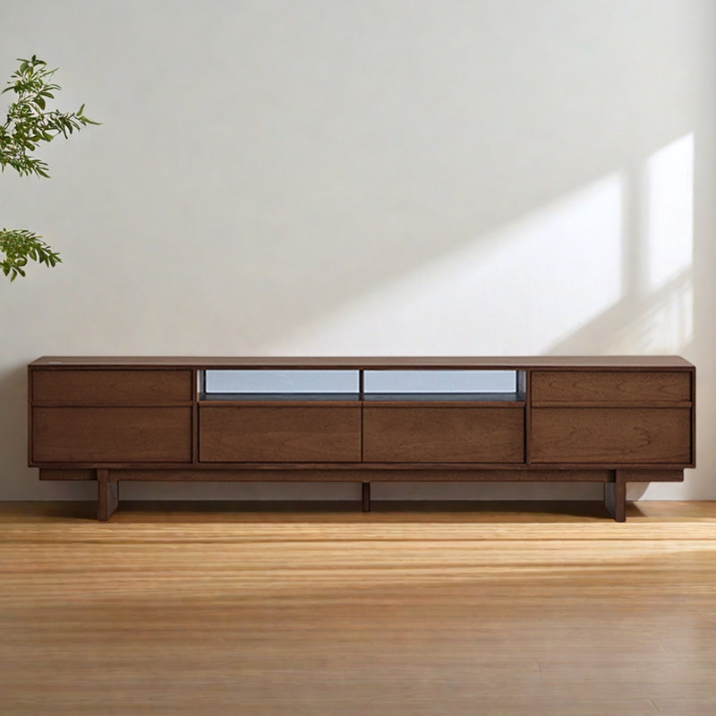 Meuble télé en bois de style rétro, H 19,3 po x L 94,48 po x l 15,75 po, Brun