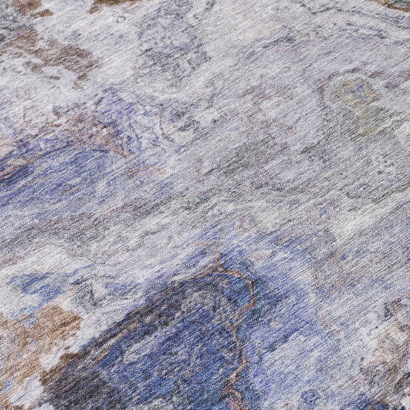Tapis abstrait lavable à la machine intérieur / extérieur ACN2797 Chantille, Brun, 10 pi x 14 pi
