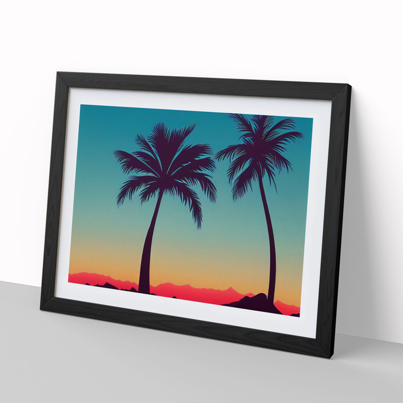Cool Palm Trees - Framed Print, Black, 25cm H x 34cm W x 2cm D