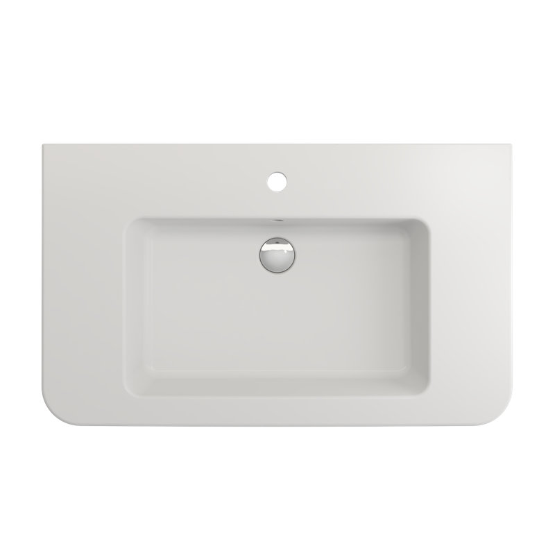 Parma 33.27'' L Bathroom Sink, Matte White, Single-Hole