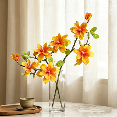 2PCS Artificial Magnolia Flower Stems, 15.7" Lifelike Fake Magnolia Branches for Home Decor, Wedding Centerpieces & Floral Arrangements
