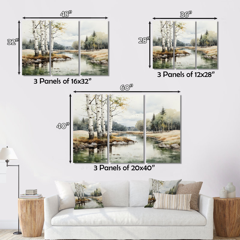 Birch Woods Birch Haven - ensemble d'art mural sur toile de bouleau, H 40 po x l 60 po x P 1 po