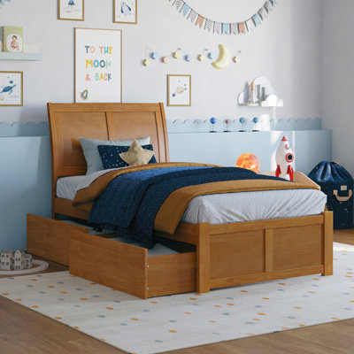 Portland Solid Wood Platform Bed with Panel Footboard and Storage Drawers