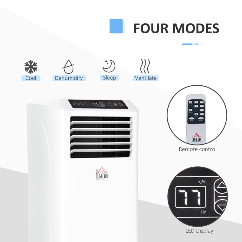 HOMCOM 8000 BTU White Portable Air Conditioner with Remote