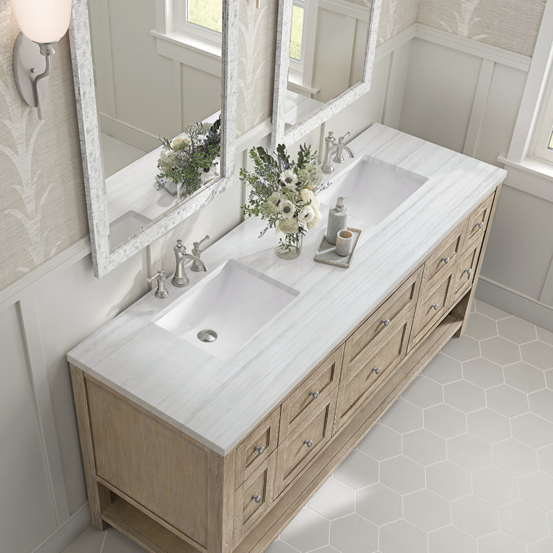 Breckenridge 72'' W Double Vanity, Whitewashed Oak, 8" Widespread, Siberian