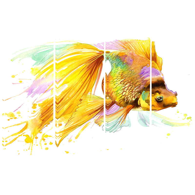 Gold Fish Illustration Canvas Print, 48" x 28"
