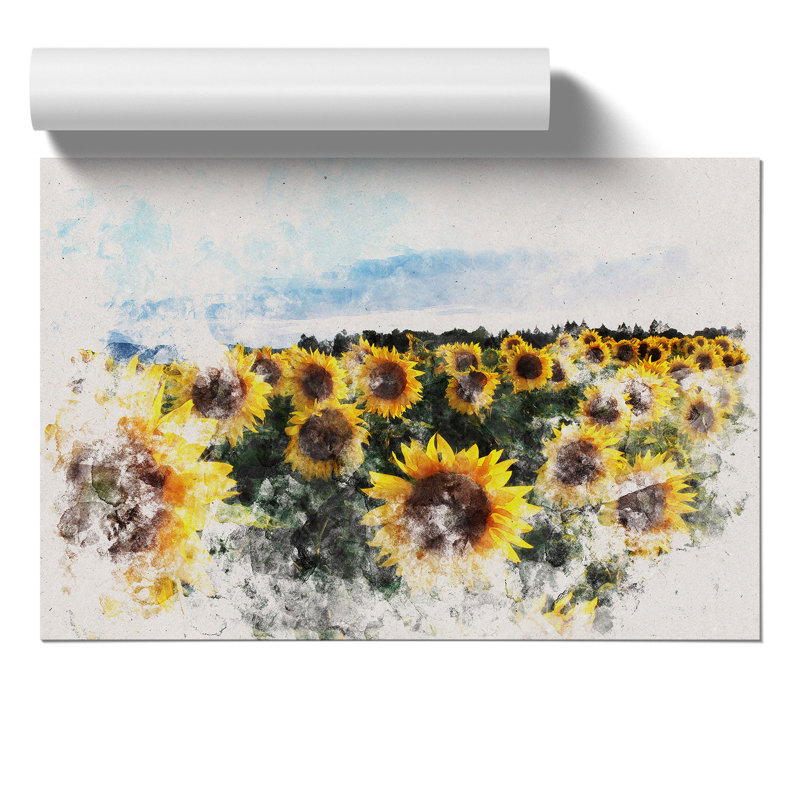 Sunflowers Watercolour - Frameless Print, 30cm H x 42cm W x 0.1cm D