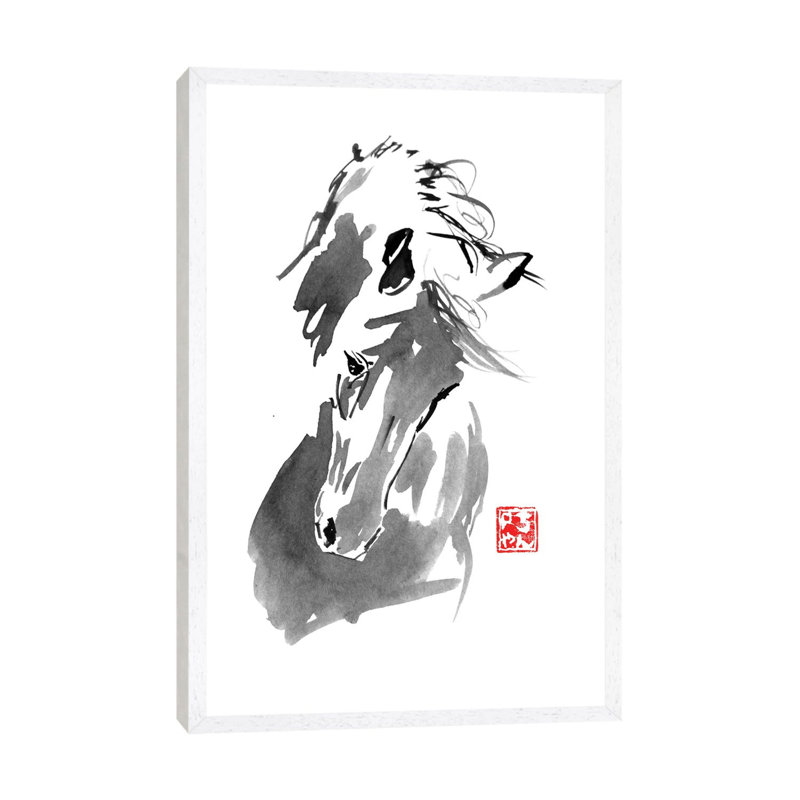 Horse by Péchane - Print on Canvas, 66.04 cm H x 45.72 cm W, White Framed