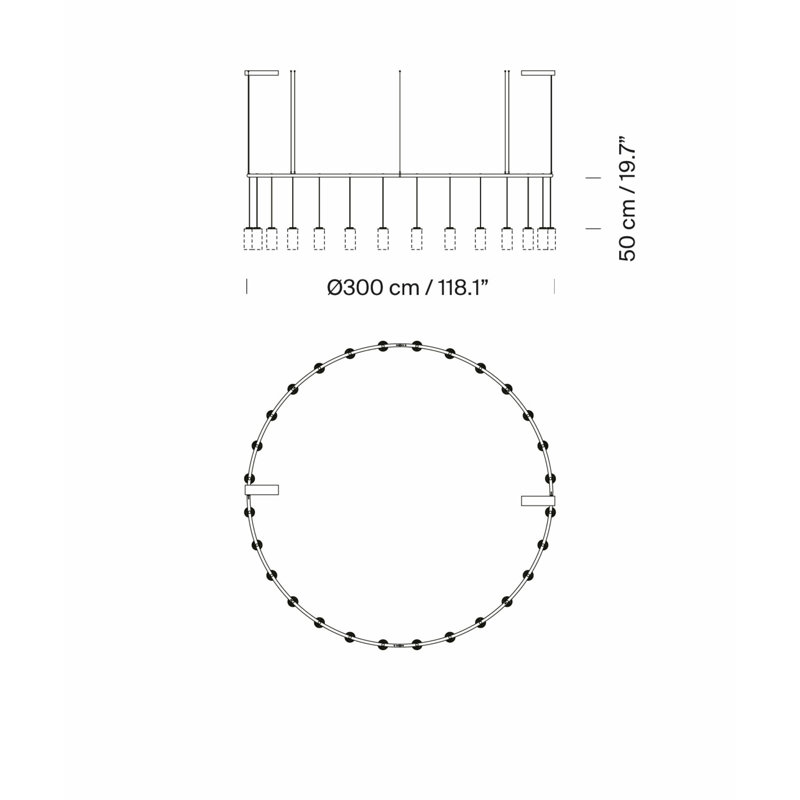 Cirio Circular L, 28 Lights, 255.3" H x 118.1" W x 118.1" D