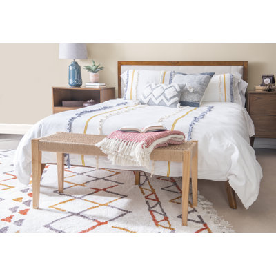 Corrine 40'' W Solid Rubberwood Dining Bench with Woven Rope Seat