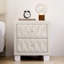 Élégante table de chevet en velours avec 2 tiroirs et poignée en cristal, table de chevet avec capitonnage à boutons, beige-409567323