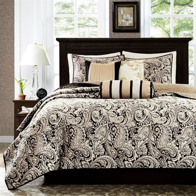 Courtepointe avec 3 coussins - Rembourrage en coton microfibre classique très grand noir / très grand classique pour un sommeil paisible et un repos confortable