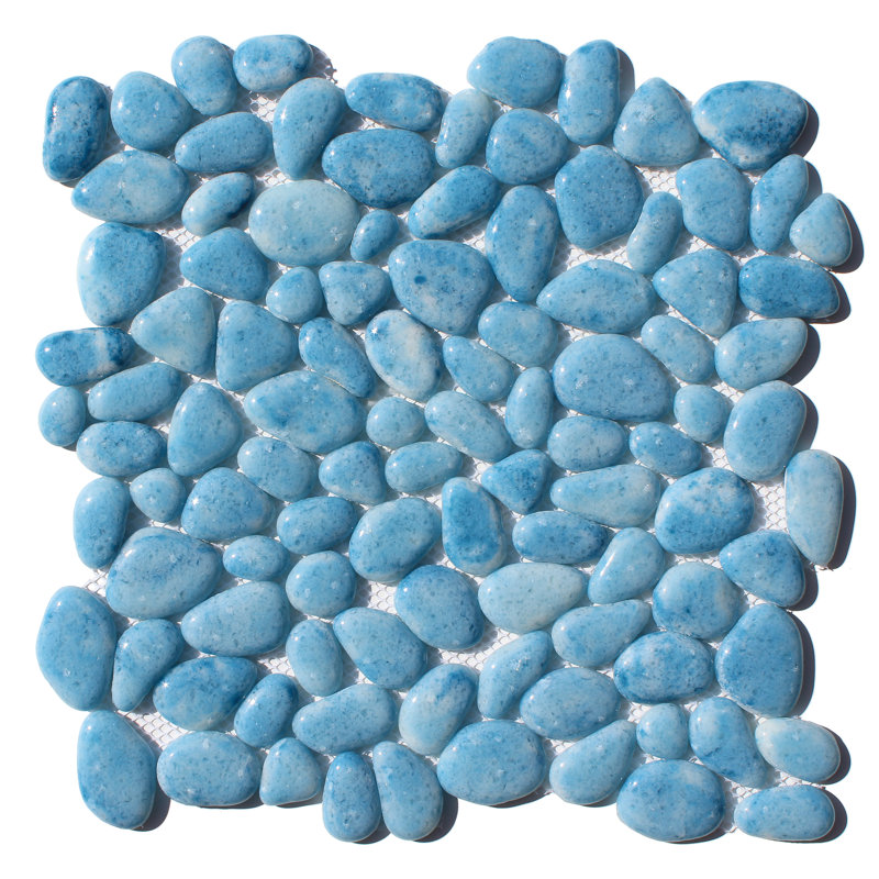 12" x 12" Glass Rock Wall Tile, Blue Gray