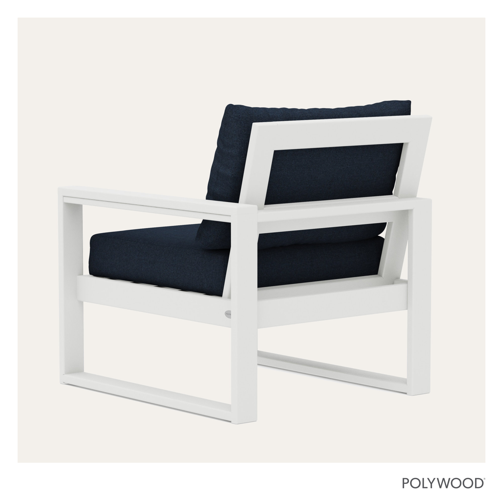 POLYWOOD Outdoor Lounge Chair, White, Marine Indigo