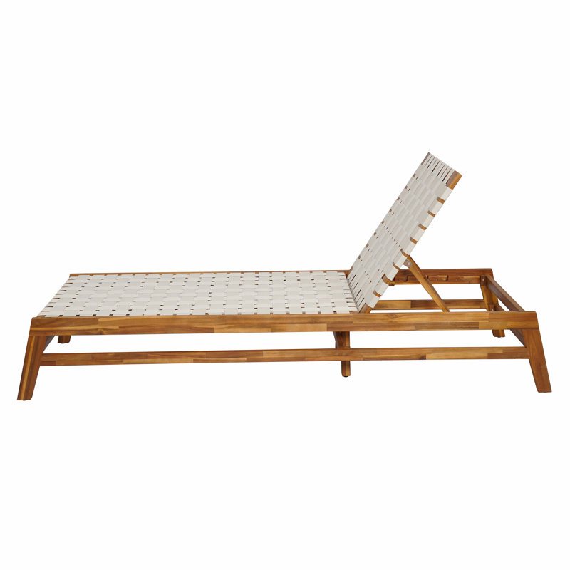 Chaise longue réglable en corde pour l'extérieur de la piscine, Blanc / Brun