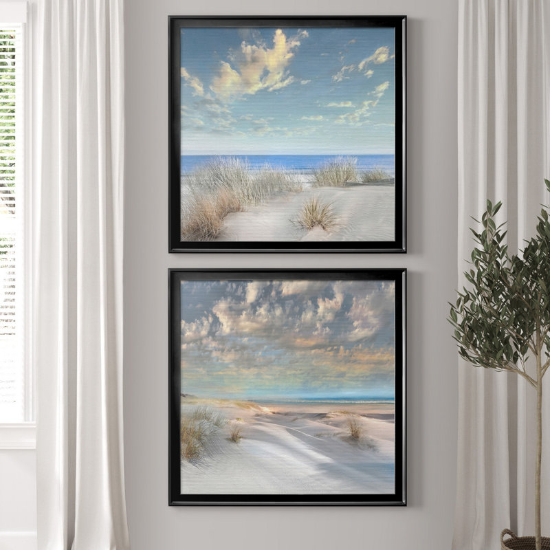«Smooth Sands I», ensemble de 2 reproductions de photos, H 26,5 po x l 53 po x P 1,5 po, Toile encadrée, Noir