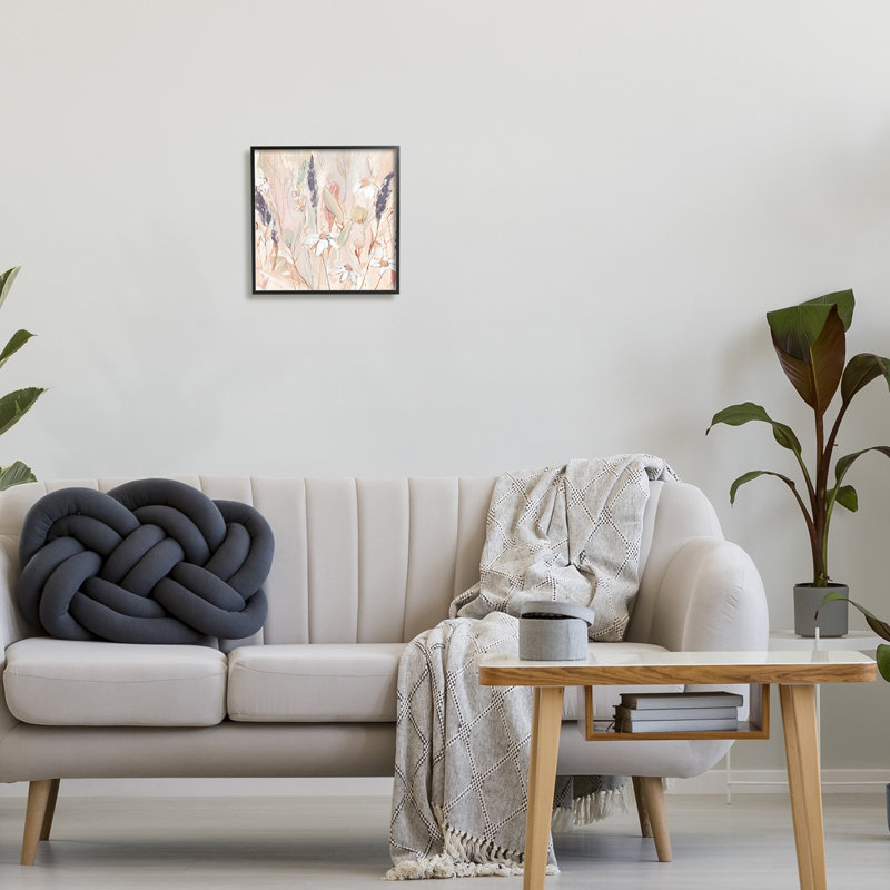 Blooming Wildflowers Pampas Grass, H 12 po x l 12 po x P 1,5 po, Giclée encadrée noir minuit