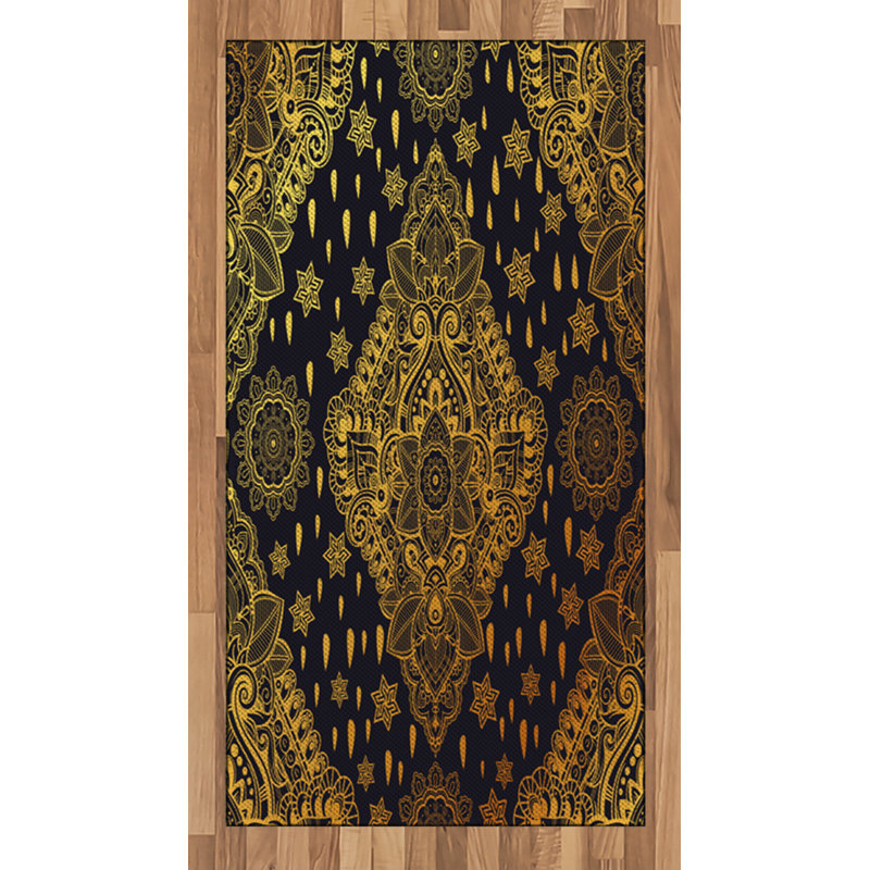 Mandala High Density Long Fiber Poly Threads Decorative Area Rug Carpet, Rectangle 2'7" x 5'
