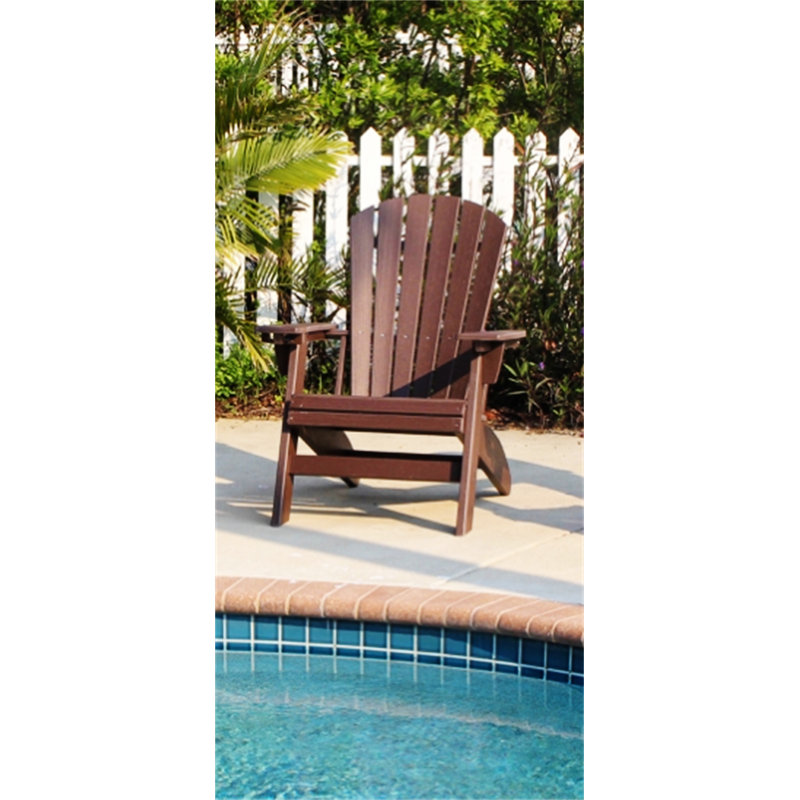 Chaise Adirondack - Bois d'œuvre robuste en polyéthylène haute densité pour la piscine (à l'exception de la table), Brun