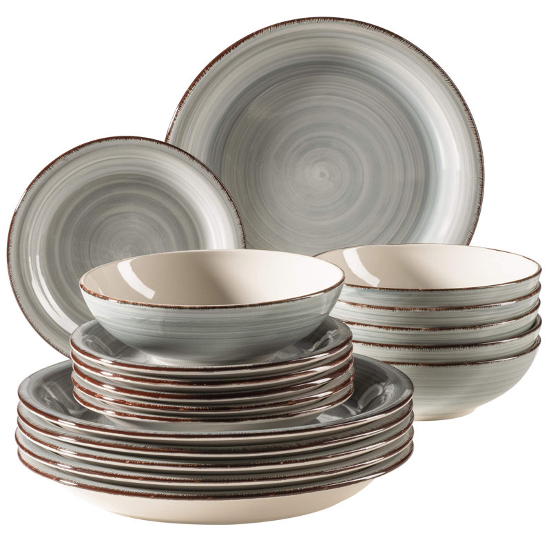 Cyson Piece Ceramic Dinnerware Set - Service for 6, Smoke Blue