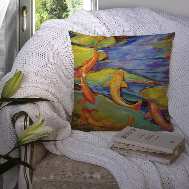 Coussin décoratif intérieur / extérieur Koi, H 14 po x l 14 po x P 4 po
