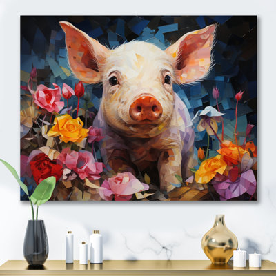 " Pink Curious Piglet Collage "