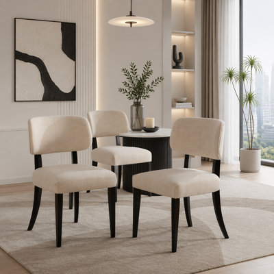 Ensemble de 2 chaises de salle à manger en bois, chaise de salle à manger rembourrée en tissu moderne