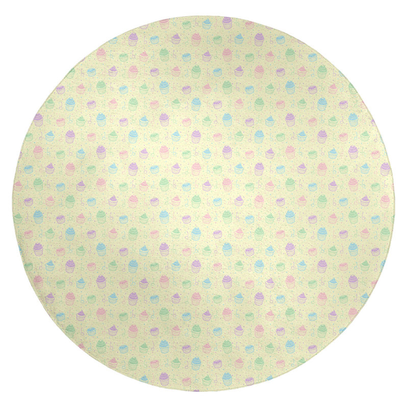 Tapis de zone jaune petits gâteaux classic, Rond 5 pi