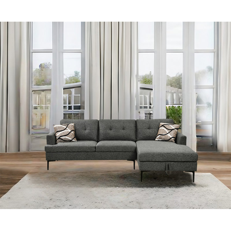 Canapé modulaire Alorton, 100 % lin gris foncé