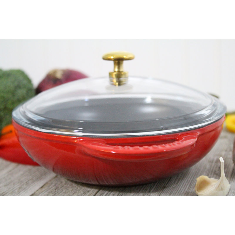 Chasseur 7'' Enameled Cast Iron Wok with Lid