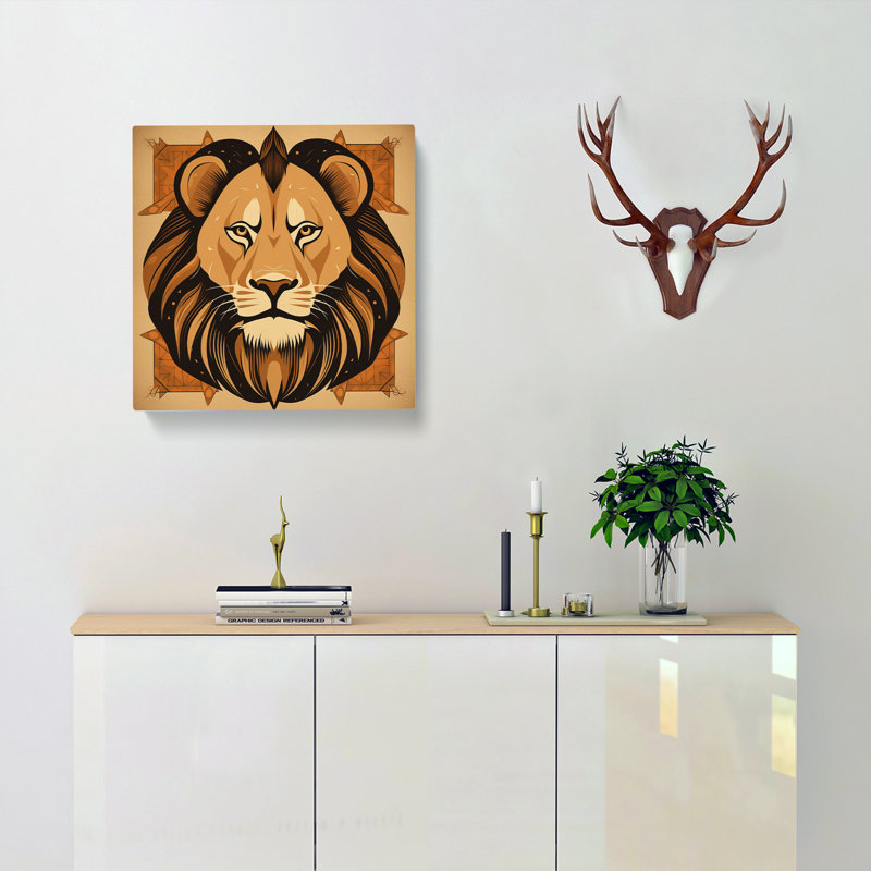 Lion Mid-Century - No Frame Print, 35cm H x 35cm W x 3cm D