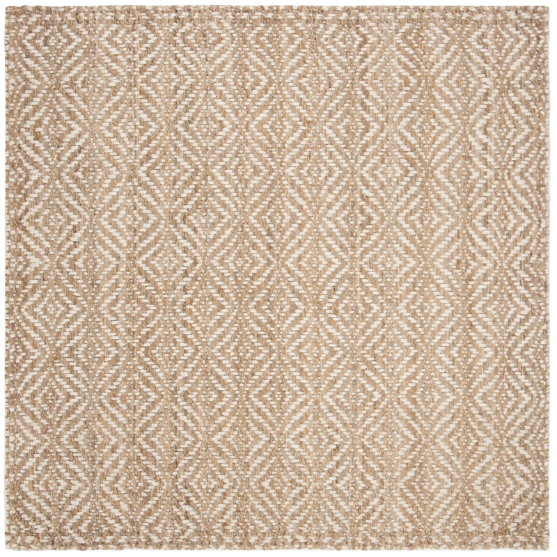 Natural Fiber 185 Hand Woven Jute Geometric Rug, Square 7'