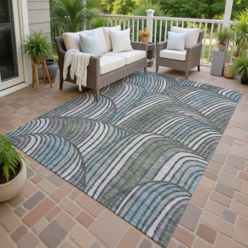 Machine Washable Indoor/Outdoor Chantille ACN2546 Mid-Century Modern Rug, Charcoal, 5' x 7'6"