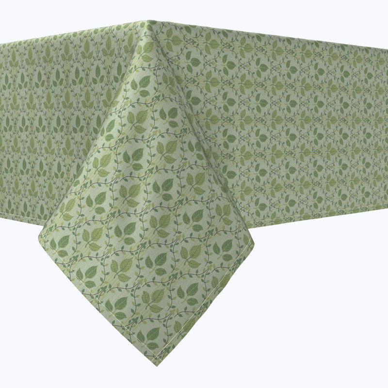 Green Leaves Ornaments Cotton Tablecloths Floral, 120" x 60"