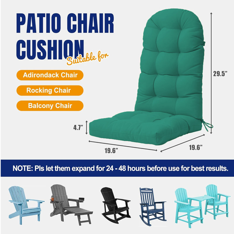 Thick  Adirondack Chair Cushion, High Back Patio Cushions, 1, Lake Blue
