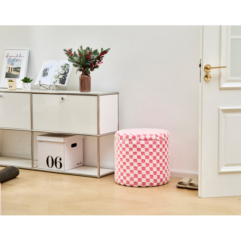 Upholstered Pouf, Pink