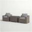 Ensemble de conversation chic en osier de rotin pour 2 personnes avec coussins moelleux - idéal pour les rassemblements extérieurs confortables