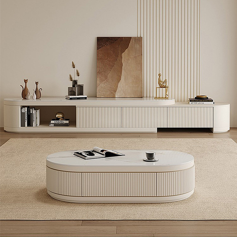 Cream Style Slate Expandable Coffee Table
